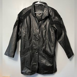 Vintage 80’s Winlet Oversized Leather Coat with Decorative Shoulders